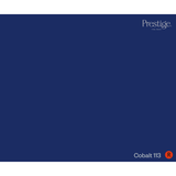 A solid dark blue color swatch card labeled 'Prestige' in the top right and 'Cobalt 113' with an 'R' mark in the bottom right.