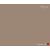 A solid color swatch card for Prestige One Coat in the shade Dahana 29, featuring a warm taupe-brown background with the brand name and shade name in white text.
Prestige Dahana Paint