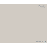 A solid color swatch card for Prestige Fine Furnishings, showing the color 'Equine 18' in a warm taupe-beige tone. The brand name 'Prestige' is visible in the top right corner, and the color name 'Equine 18' is in the bottom right corner.