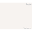 A minimalist color swatch card for Prestige Fine Paints, showing a solid warm off-white color labeled 'Falling Slowly 09' in the bottom right corner, with the Prestige brand logo in the top right.