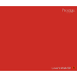 A solid red color swatch card with the Prestige brand logo in the top right corner and the text 'Lover's Walk 59' with a small orange 'R' in the bottom right corner.