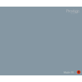 A solid color swatch card for Prestige Malin 111, featuring a muted slate blue-gray background with the Prestige brand logo in the top right and the color name 'Malin 111' with a red 'R' circle in the bottom right.