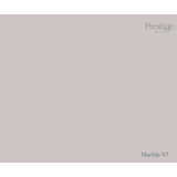 A solid color swatch tile in a light warm gray-beige shade, labeled 'Marble 117' in the bottom right corner with the Prestige logo in the top right.
