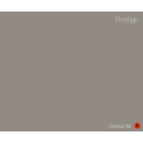 A solid taupe-gray color swatch with the Prestige brand logo in the top right corner and the text 'Orbital 38' with a red 'R' in the bottom right corner.