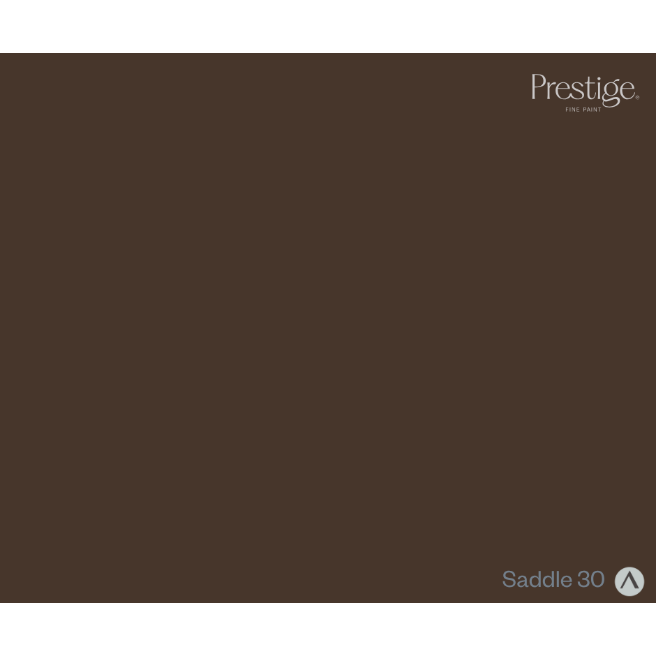 A solid dark brown color swatch labeled 'Prestige' in the top right and 'Saddle 30' in the bottom right.