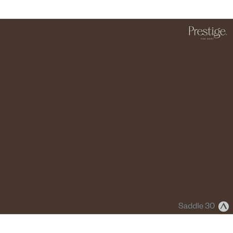 A solid dark brown color swatch labeled 'Prestige' in the top right and 'Saddle 30' in the bottom right.