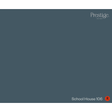 A solid slate blue-gray color swatch with the Prestige Fine Paint logo in the top right corner and the text 'School House 106' with a red 'R' in the bottom right corner.