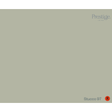 A solid color swatch card for Prestige Stucco 97, featuring a muted sage green color with the Prestige logo in the top right and the product code 'Stucco 97' in the bottom right.
