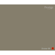 A solid color swatch card for Prestige Fine Paint in the shade 'Za'atar 35', featuring a warm taupe-gray color with the Prestige logo in the top right and the shade name in the bottom right.