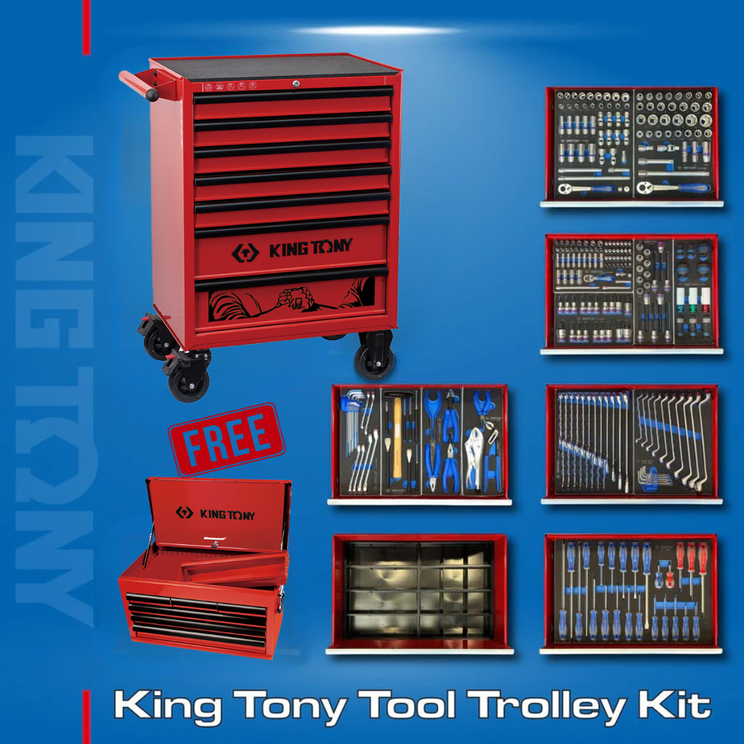 King Tony Mechanics 7 Drawer Tool Trolley Kit & FREE TOP BOX