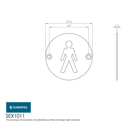 Carlisle Brass Eurospec 'Male' Symbol Satin Stainless Steel | 76mm