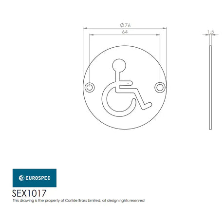 Carlisle Brass Eurospec "Disabled" Symbol Disc Stainless Steel | 76mm 