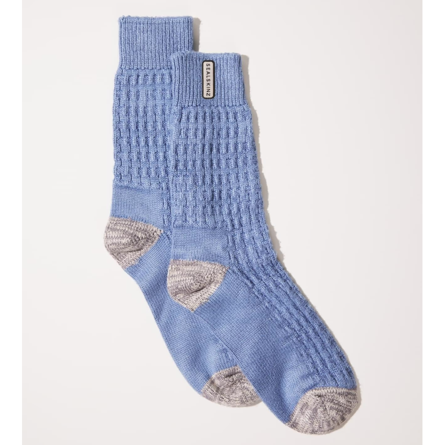 Sealskinz Wroxham Bamboo Mid Length Waffle Sock - Little Blue