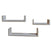 Three light gray wood floating wall shelves of different sizes arranged on a plain white background.