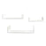 Three white U-shaped floating wall shelves of different sizes arranged on a plain white background.