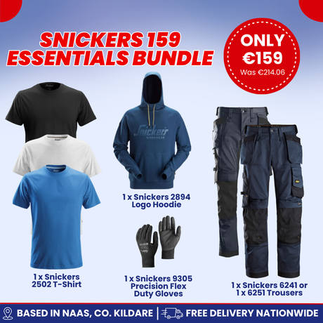 Get the Snickers 159 Essentials Bundle for complete workwear protection. Durable, comfortable gear with fast nationwide delivery from Ted Johnsons.