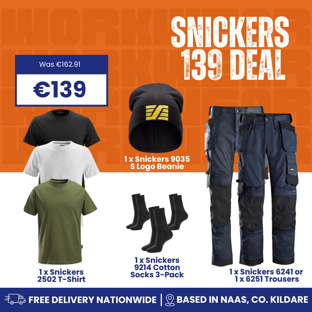Snickers 139 Deal | Trousers, T-Shirt, Beanie & Socks | TedJohnsons.ie