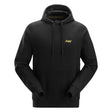 A black pullover hoodie with a small yellow embroidered 'Jacket' logo on the left chest, displayed on a clean white background.