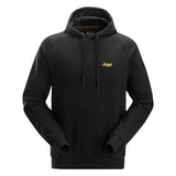 A black pullover hoodie with a small yellow embroidered 'Jacket' logo on the left chest, displayed on a clean white background.