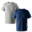 Two short-sleeve crew-neck t-shirts by Lauter, shown overlapping on a white background. The front shirt is navy blue and the back shirt is light grey, both featuring a small yellow embroidered Lauter logo on the left chest.
Snickers SSC2026 Limited Edition T-Shirts | Twin Pack