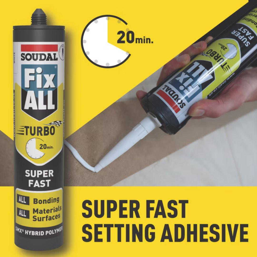 Soudal Fix All Turbo Solvent-Free Hybrid Polymer Adhesive | White - 290ml