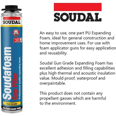 Soudal Soudafoam Gap Filler Expanding Foam | Gun Grade - 750ml