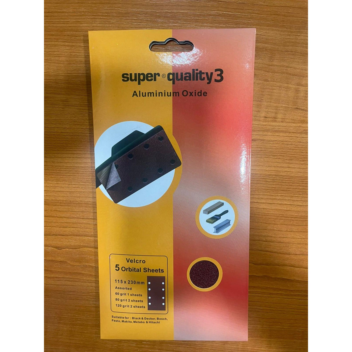 Super Quality 3 Aluminium Oxide Velcro Orbital Assorted Sheets - 115x230mm