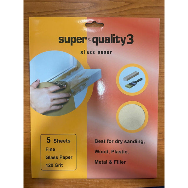 Super Quality 3 Glasspaper Sheet - Pack of 5