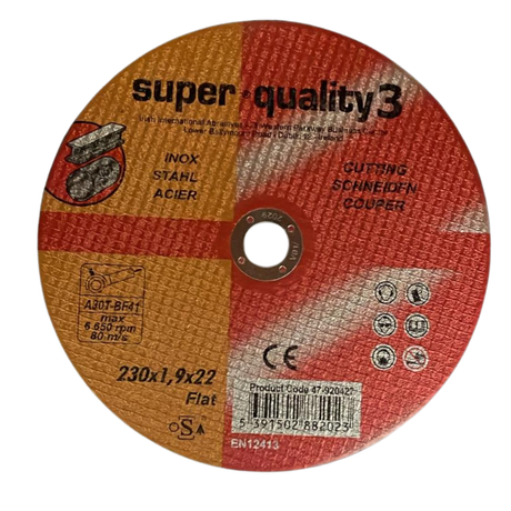 Super Quality 3 INOX Cutting Orange Disc | 9 inches (230mm x1.2mm x22mm)