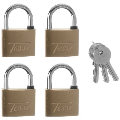 Tessi Solid Brass Padlocks Keyed Alike - 40MM | Pack of 4