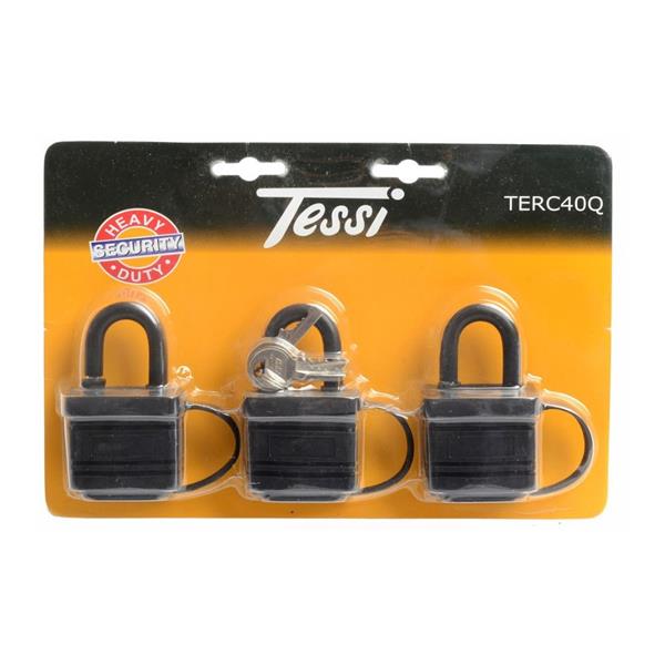 Tessi Covered Padlocks Keyed Alike - 45mm | Pack of 3
