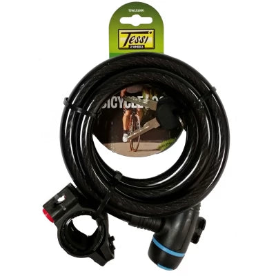 Tessi Bicycle Cable Lock With Bracket And Keys | 15mmx1.8m 