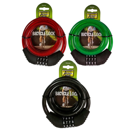Tessi Bicycle Cable Lock with 4-digit Resettable Combination