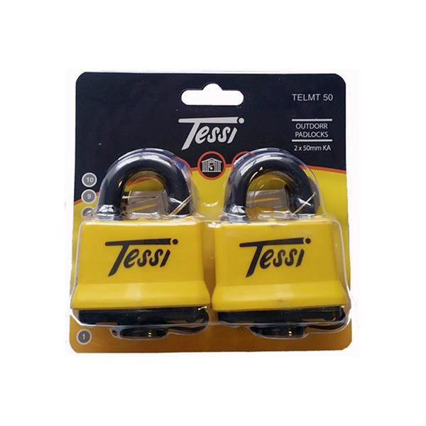 Tessi Laminated Steel Padlock Twin Pack 50mm