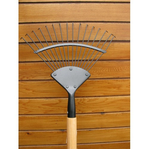 True Temper Wire Leaf Rake 16T Round Tines Long Wood Handle