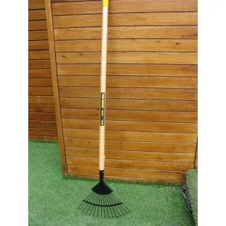 True Temper Wire Leaf Rake 16T Round Tines Long Wood Handle