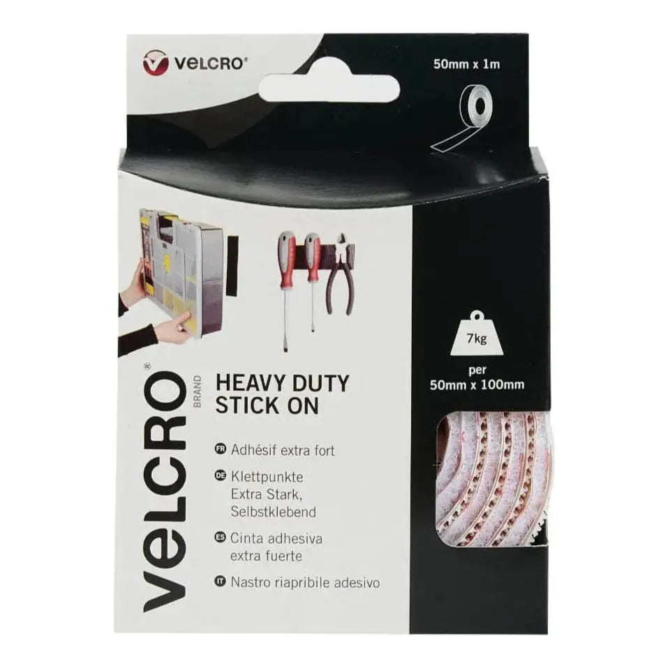 Velcro Heavy Duty Stick-On Tape - 1m x 50mm