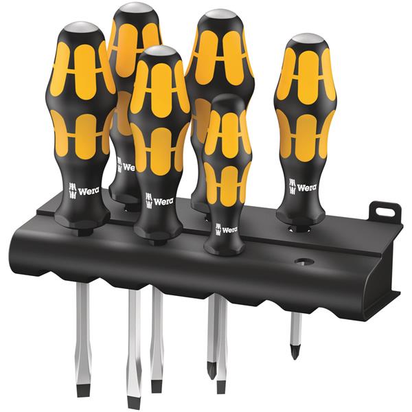 Wera 932/918/6 Screwdriver set Kraftform Wera: Chiseldriver and rack
