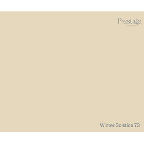 A solid warm beige colour swatch with the Prestige brand logo in the top right corner and the text 'Winter Solstice 73' in the bottom right corner.
Prestige Winter Solstice Paint