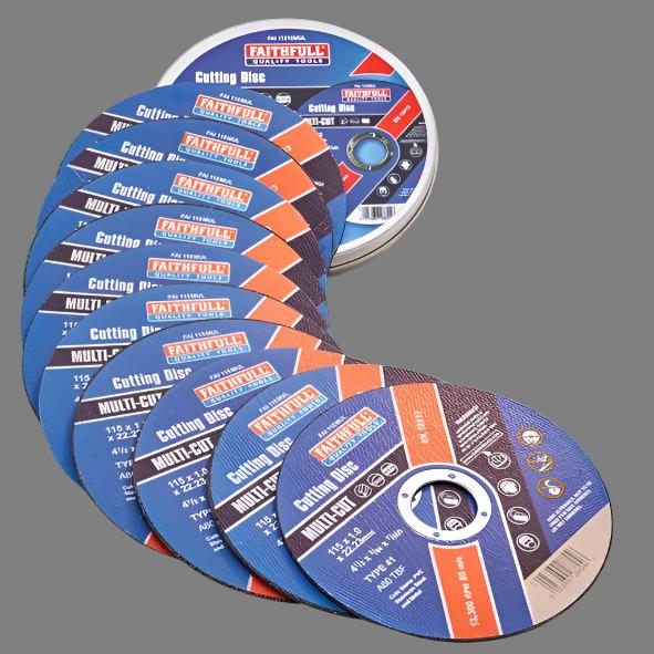 Faithfull 115mm 4.5in Multi-Cut Discs - Tin of 10