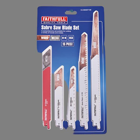 Faithfull Sabre Saw Blade Set - 15 Piece