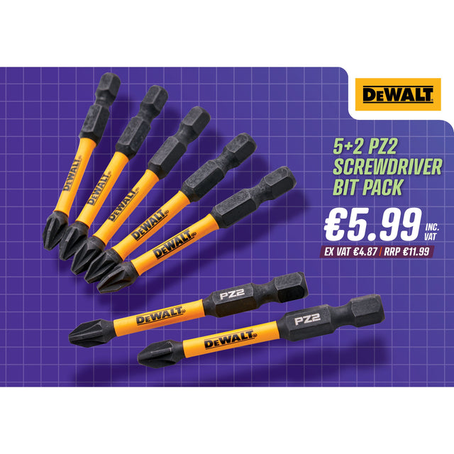 DeWalt 5+2 PZ2 Screwdriver Bit Pack