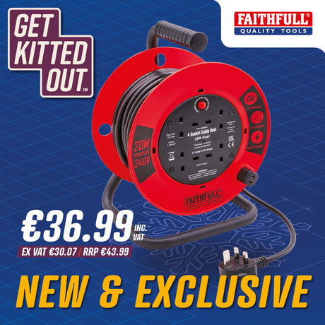 Faithfull 13A Heavy Duty Cable Reel