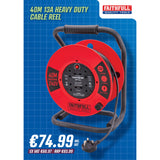 Faithfull 40m 13A Heavy Duty Cable Reel