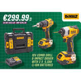 DeWalt 18V Combi Drill & Impact Driver with 2 X 5Ah Li-ion Batteries