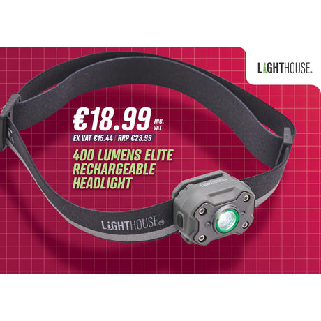 Lighthouse 400 Lumens Elite Rechargeable Headlight