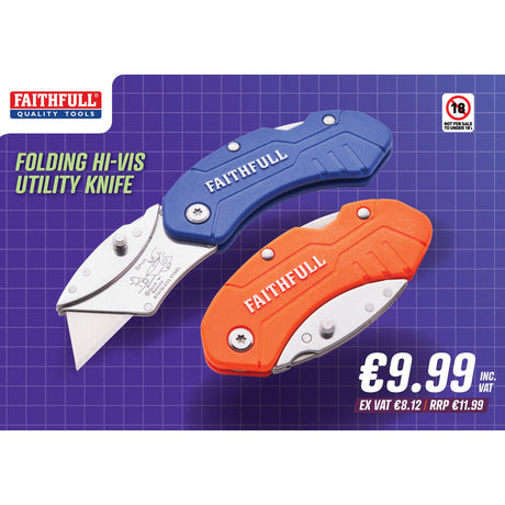 Faithfull Folding Hi-Vis Utility Knife