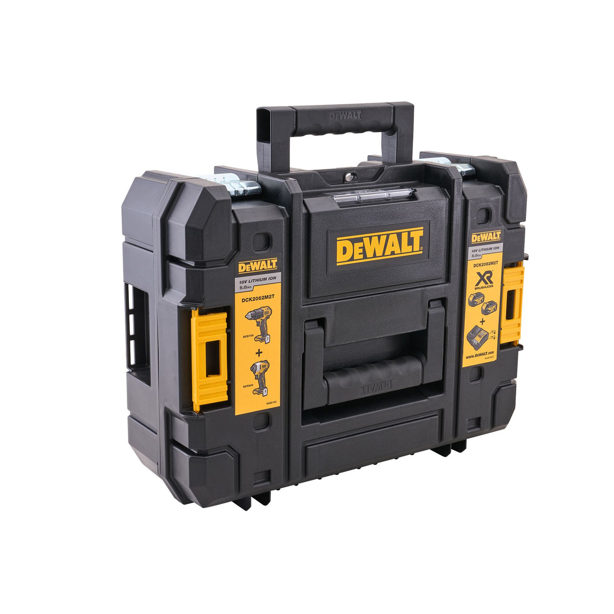 A black and yellow DeWalt tool storage case with a top handle, shown on a plain white background.
DeWalt 18V Combi &amp; Impact Drill Twin Pack