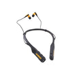 Black and yellow DeWalt neckband wireless earplugs with a connecting cable, shown on a solid white background. DeWalt Bluetooth Headphone &amp; Speaker