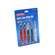 Faithfull Sabre Saw Blade Set in blue retail packaging, containing four different blades for wood, metal, and natural materials. Faithfull Sabre Saw Blade Set | 10 Piece